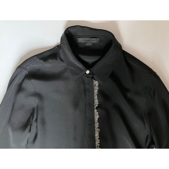 Alexander Wang Black Button Up Blouse with Metal Detailing Size 8 - Picture 3 of 6